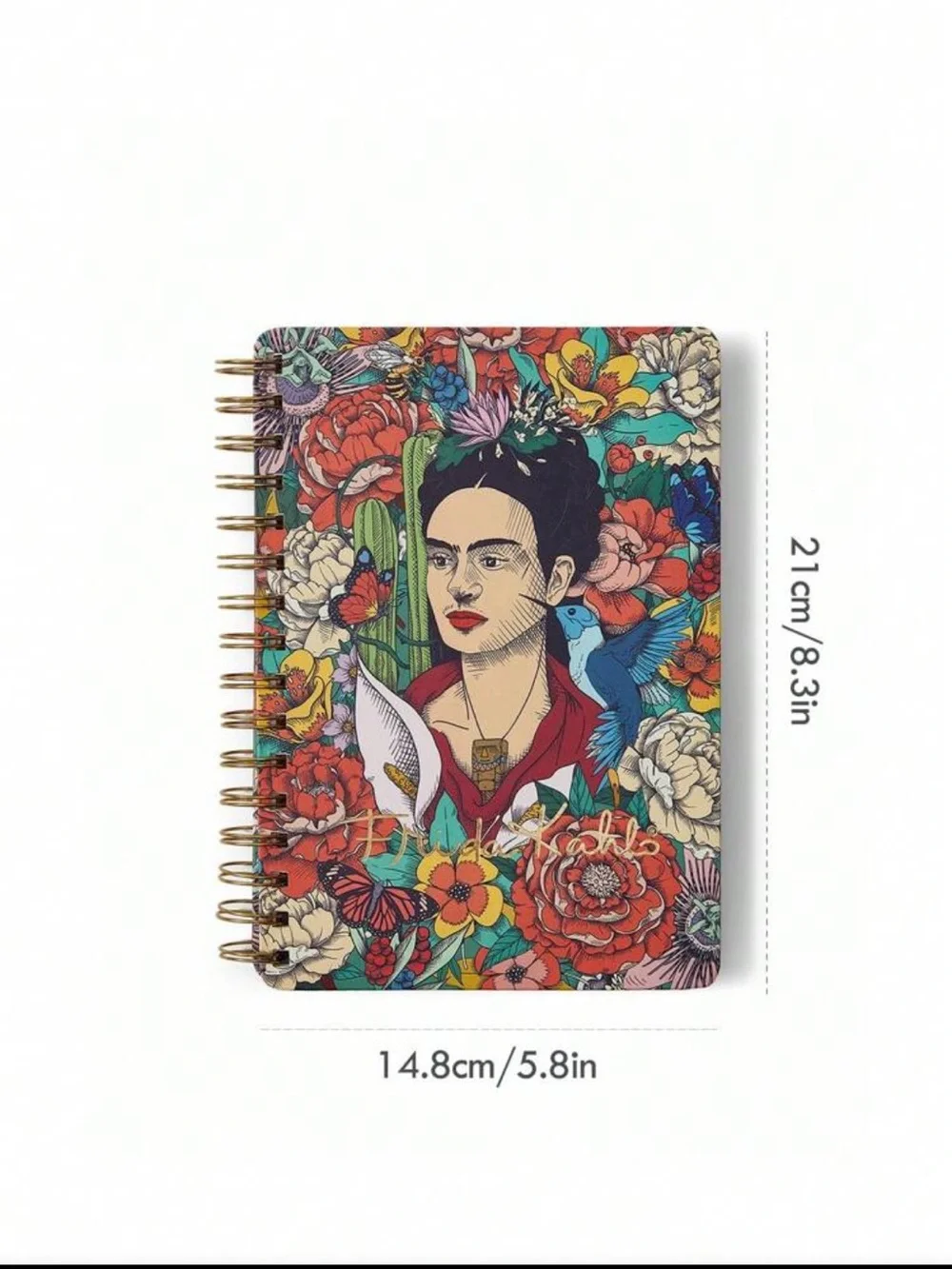 Frida Kahlo Floral Spiral Notebook Journal | Floral Art Hardcover Notebook - Picture 3 of 6